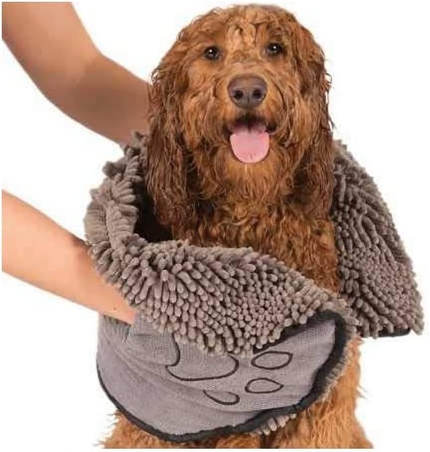 Dog Gone Smart Shammy Dog Towels For Drying Dogs - Heavy Duty Soft Microfiber Bath Towel - Super Absorbent, Quick Drying, & Machine Washable - Must Have Dog & Cat Bathing Supplies | Grey 13x31