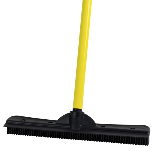 FURemover Original Indoor Pet Hair Rubber Broom with Carpet Rake and Squeegee, Black and Yellow