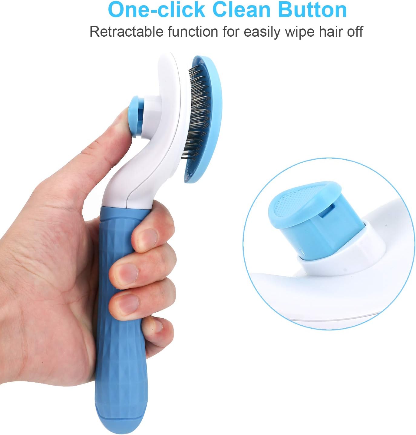 Depets Self Cleaning Slicker Brush, Dog Cat Bunny Pet Grooming Shedding Brush - Easy to Remove Loose Undercoat, Pet Massaging Tool Suitable for Pets with Long or Short Hair