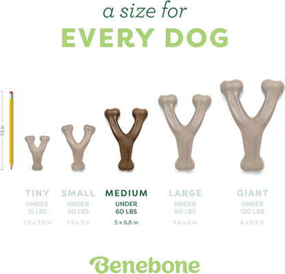 Benebone Wishbone Durable Dog Chew Toy for Aggressive Chewers, Real Bacon, Made in USA, Medium