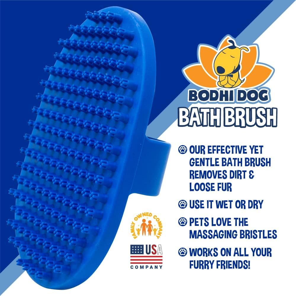 Bodhi Dog Shampoo Brush | Pet Shower & Bath Supplies for Cats & Dogs | Dog Bath Brush for Dog Grooming | Long & Short Hair Dog Scrubber for Bath | Professional Quality Dog Wash Brush (One Pack, Blue)