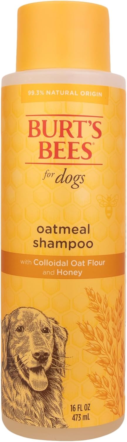 Burt's Bees for Pets Oatmeal Dog Shampoo - Soothing Shampoo for Dogs - Gentle Dog Shampoo for Sensitive Skin - Moisturizing Pet Care with Colloidal Oat Flour & Honey - Fragrance Free, 16 Oz