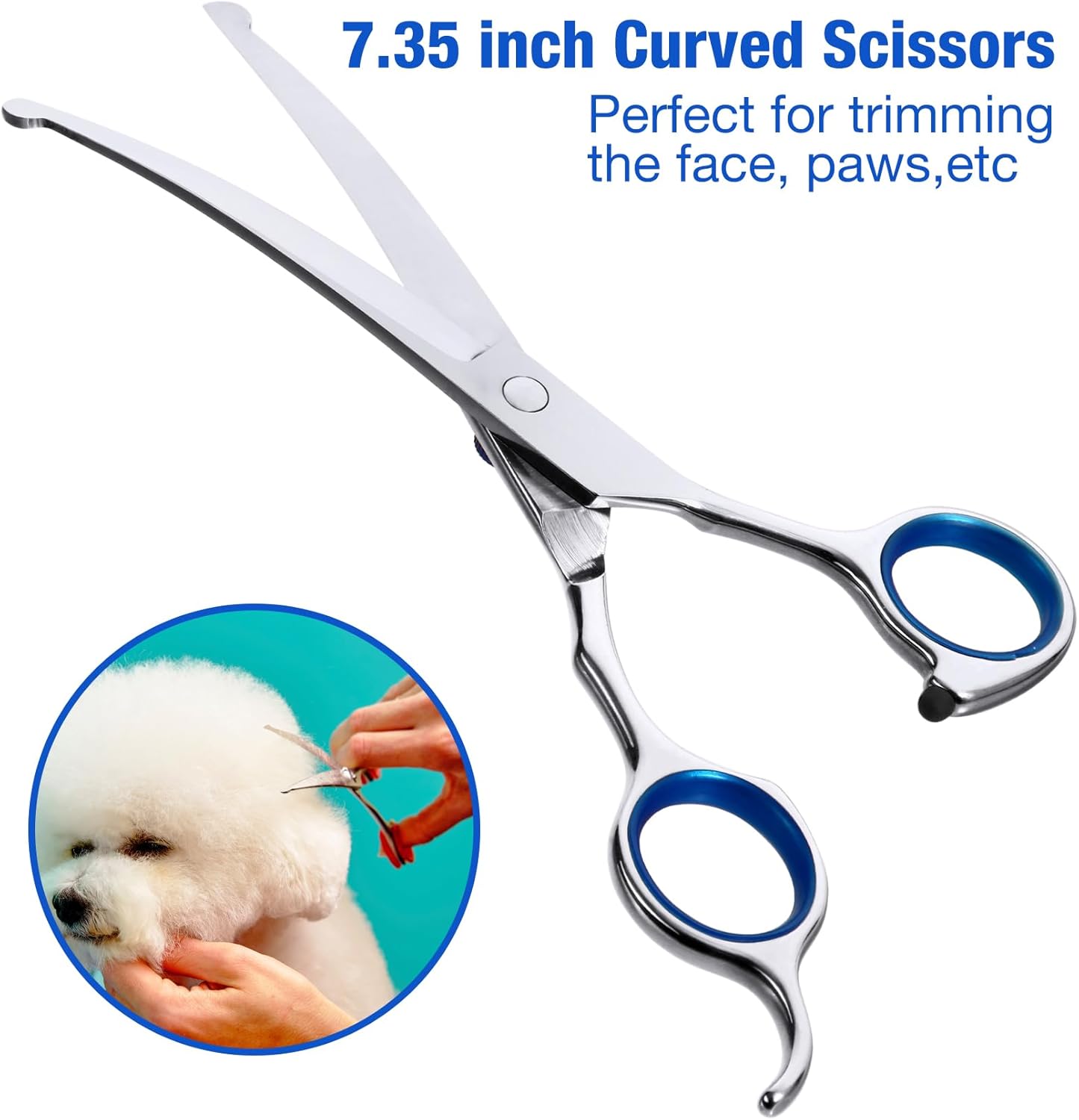 Dog Grooming Scissors with Safety Round Tips,5 in 1 Dog Grooming Scissors Kit, 4CR Stainless Steel Professional Pet Grooming Shears for Dog, Cat,Sharp and Sturdy