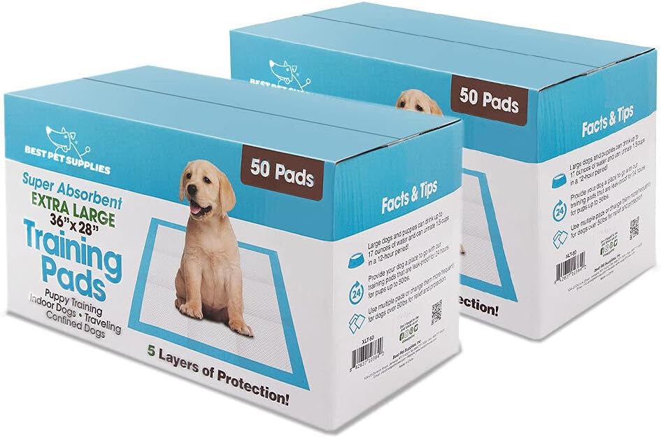 Best Pet Supplies Puppy Training Pee Pads Extra Large 100 Count (36 x 27.5) - Dog Potty Pads XL - Absorbent Indoor Potty Training Pads for Dogs - Puppy Pee Pads for Whelping - Large Wee Wee Pads