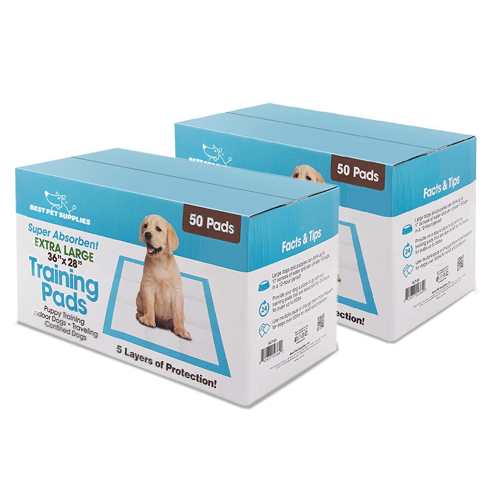 Best Pet Supplies Puppy Training Pee Pads Extra Large 100 Count (36 x 27.5) - Dog Potty Pads XL - Absorbent Indoor Potty Training Pads for Dogs - Puppy Pee Pads for Whelping - Large Wee Wee Pads