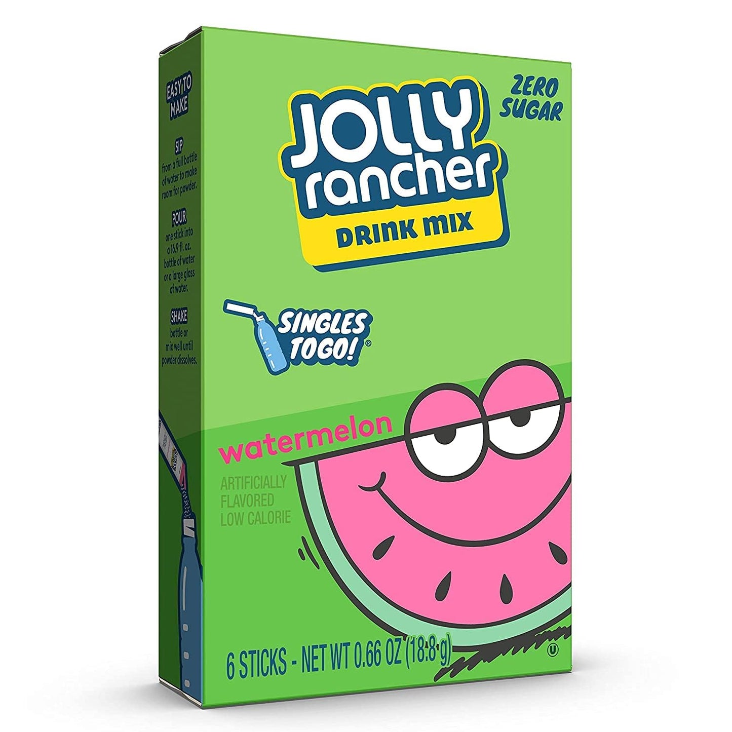 Jolly Rancher Singles-To-Go Sugar Free Drink Mix, Watermelon, 6 CT (Pack of 6)