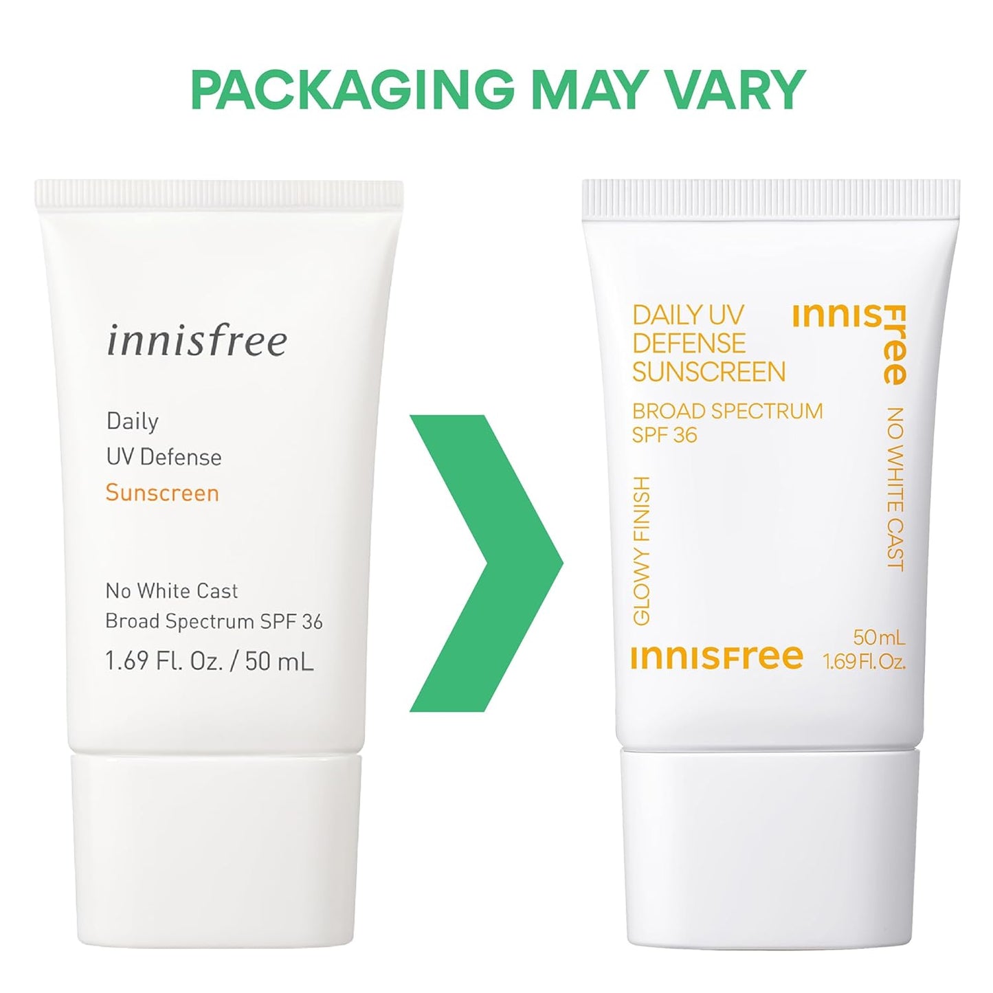 innisfree Daily UV Defense Sunscreen Broad Spectrum SPF 36, Invisible Korean Sunscreen for Face with No White Cast