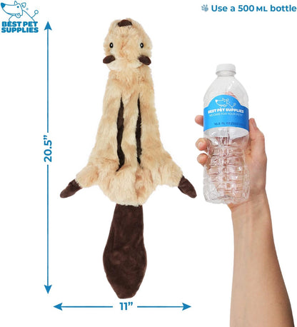 Best Pet Supplies 2-in-1 Stuffless Squeaky Dog Toys with Soft, Durable Fabric for Small, Medium, and Large Pets, No Stuffing for Indoor Play, Holds a Plastic Bottle - Squirrel, Medium