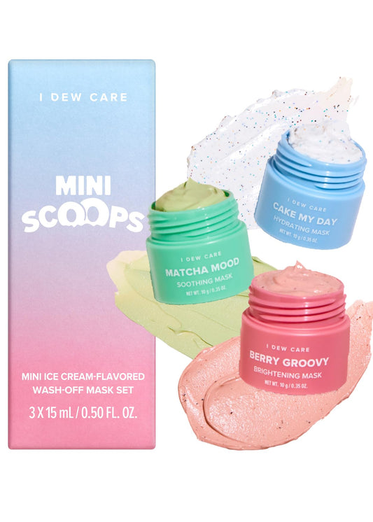 I DEW CARE Korean Wash Off Face Mask Gift Set - Mini Scoops | With Hyaluronic Acid, Self Skin Care | Facial Treatment, Vegan, Cruelty-Free, Paraben-Free, Stocking Stuffer Gift Sets (3 Flavors)