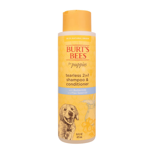 Burt's Bees for Pets Tearless Puppy Shampoo - Naturally Derived Puppy Wash with Buttermilk & Linseed Oil - Safe Natural Dog Shampoo and Conditioner - Gentle Dog Shampoo for All Dogs - 16 Oz