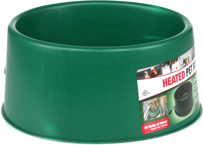 Farm Innovators 1.5 Gallon 60 Watt Electric Powered Heated Pet Water Bowl with Thermostatic Control and Anti Chew Cord, Green