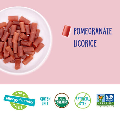 YumEarth Organic Gluten Free Pomegranate Licorice Snack Packs - Allergy Friendly, Gluten Free, Non-GMO, Vegan, No Artificial Flavors or Dyes - 5 Ounce (Pack of 1)