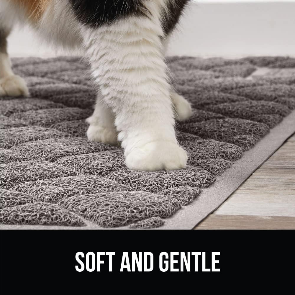 Gorilla Grip The Original Water Resistant Cat Litter Box Trapping Mat 35x23, Easy Clean, Textured Backing, Traps Mess for Cleaner Floors, Less Waste, Stays in Place for Cats, Soft on Paws, Gray