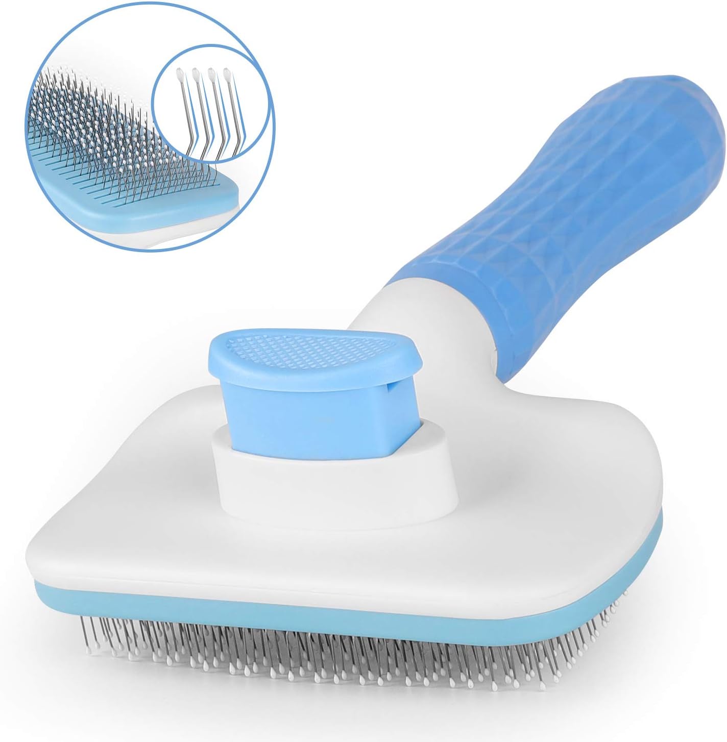 Atlamia Self Cleaning Slicker Brush,Dog Brush & Cat Brush with Massage Particles,Removes Loose hair & Tangles,Skin Friendly & Promote Circulation-Blue 1