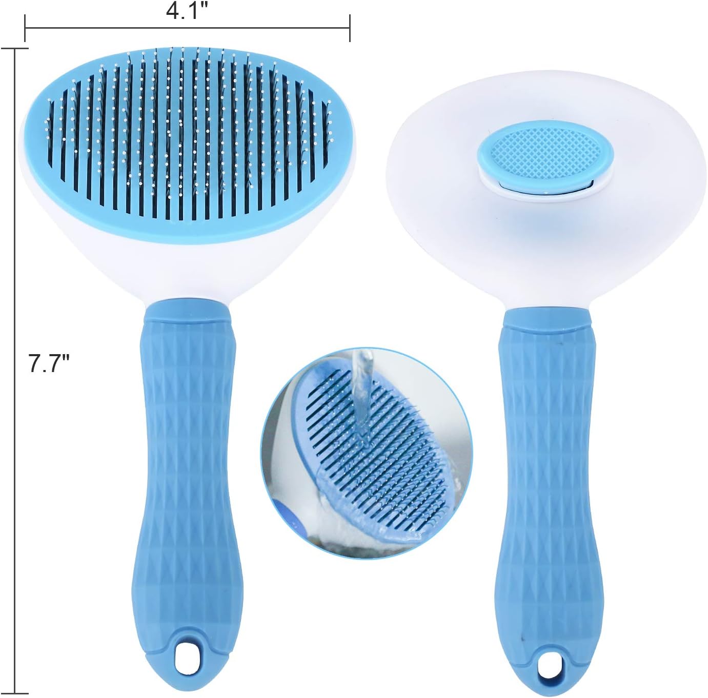 Depets Self Cleaning Slicker Brush, Dog Cat Bunny Pet Grooming Shedding Brush - Easy to Remove Loose Undercoat, Pet Massaging Tool Suitable for Pets with Long or Short Hair