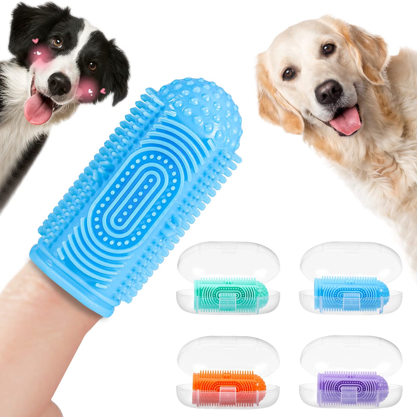 Dog Toothbrush Finger Toothbrush Dog Tooth Brushing Kit 4Pack Dog Finger Toothbrush for Dog Teeth Cleaning&Dog Dental Care Dog Tooth Brush Dog Toothbrush Kit Pet Toothbrush