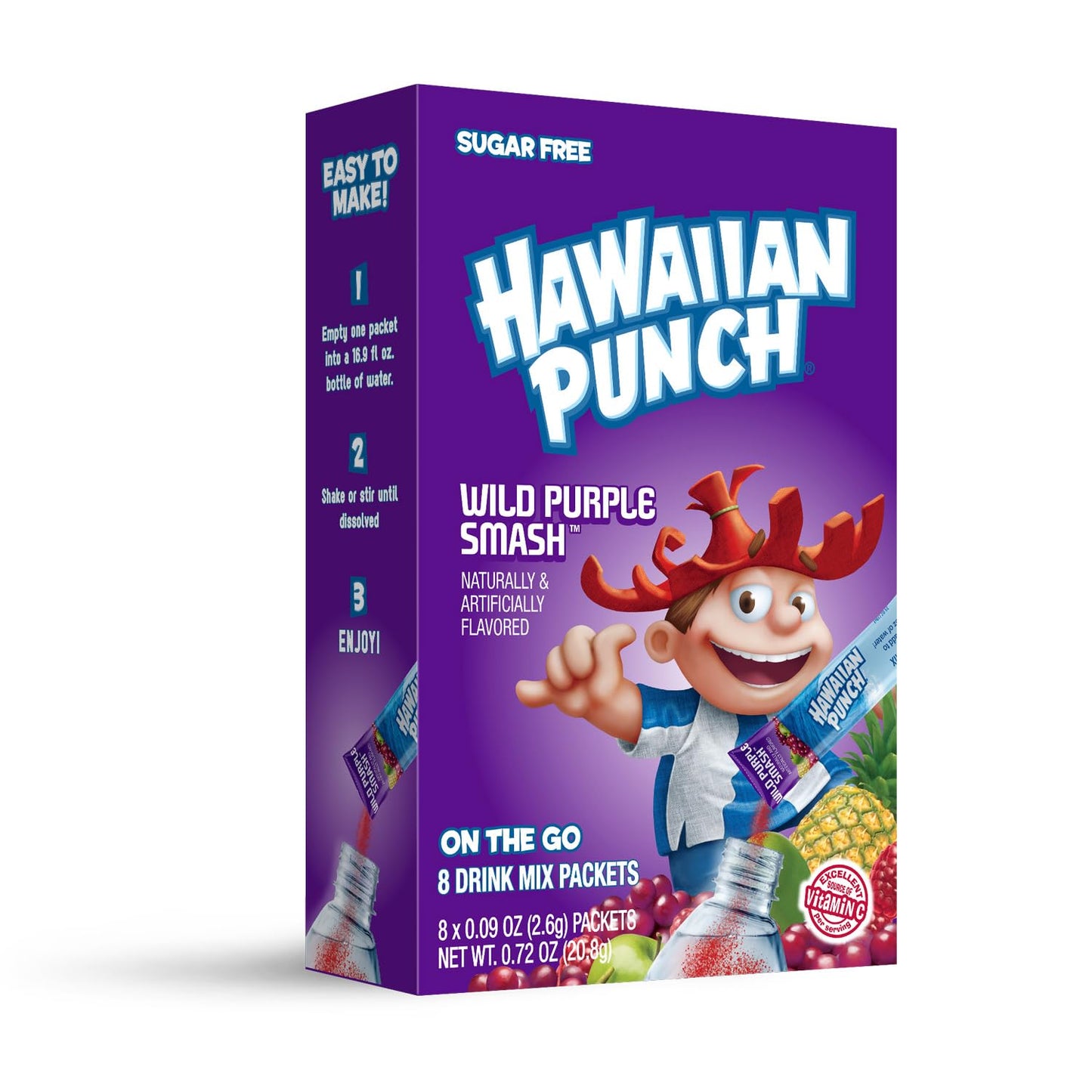 Hawaiian Punch Powder Drink Mix – Sugar Free & Delicious, Excellent source of Vitamin C (Wild Purple Smash, 96 Sticks)