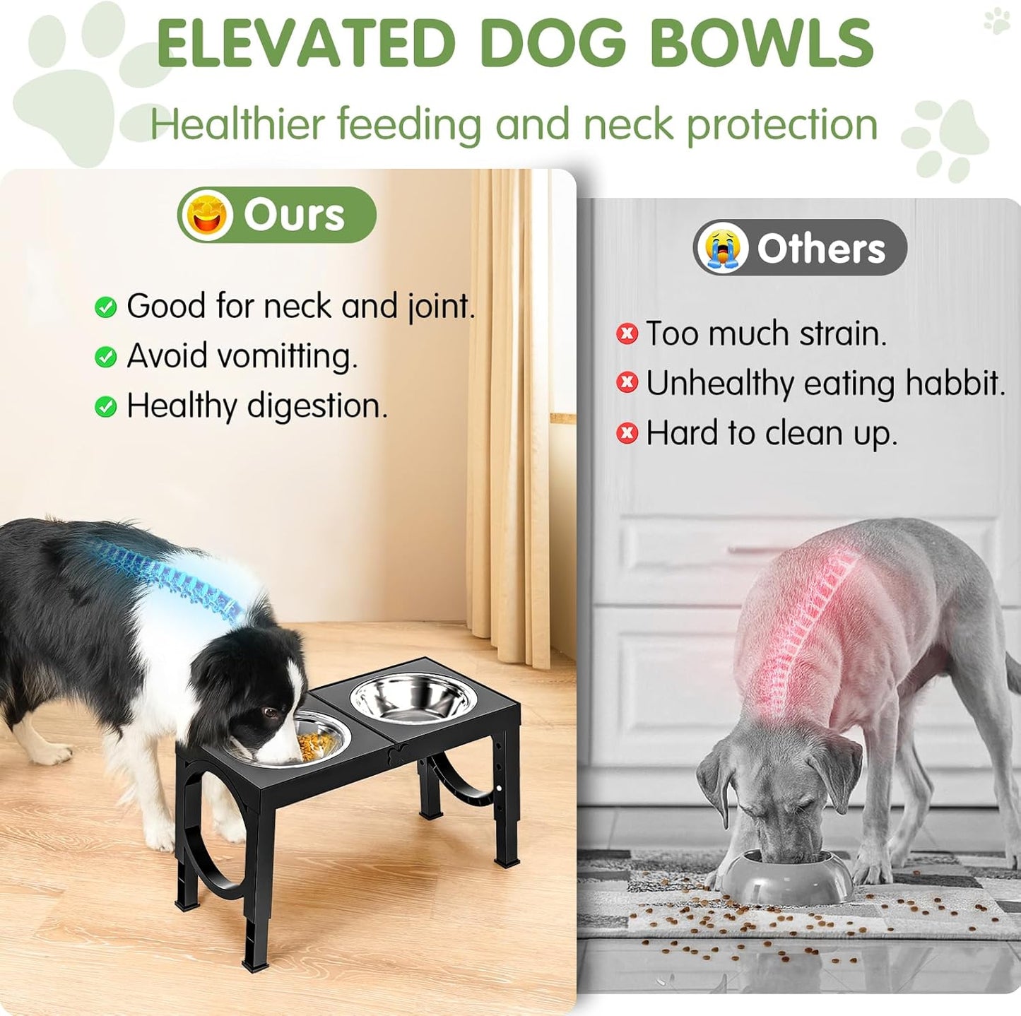 Elevated Dog Bowls Large Breed XiaZ Raised Dog Bowl Stands Large Medium Sized Dog 2 Large Elevated Dog Food Water Bowl Stand Set Black Raised Pet Feeder Adjustable Dog Dish Station 9/11/12/14in