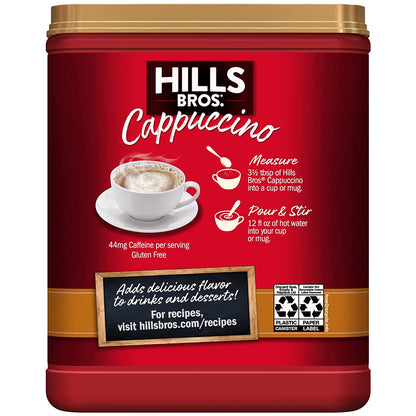 Hills Bros Instant Salted Caramel Cappuccino Mix, Easy to Use and Convenient, Enjoy Coffeehouse Flavor from Home, 14 Oz