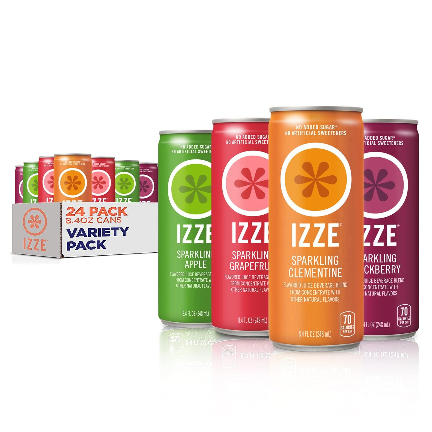 Izze Sparkling Juice, 4 Flavor Variety Pack, 8.4 Fl Oz (24 Count)