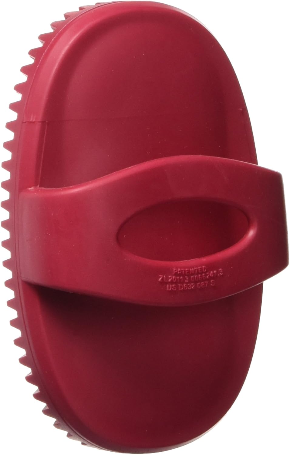 Essentials Rubber Curry Grooming Brush with Loop Handle Red