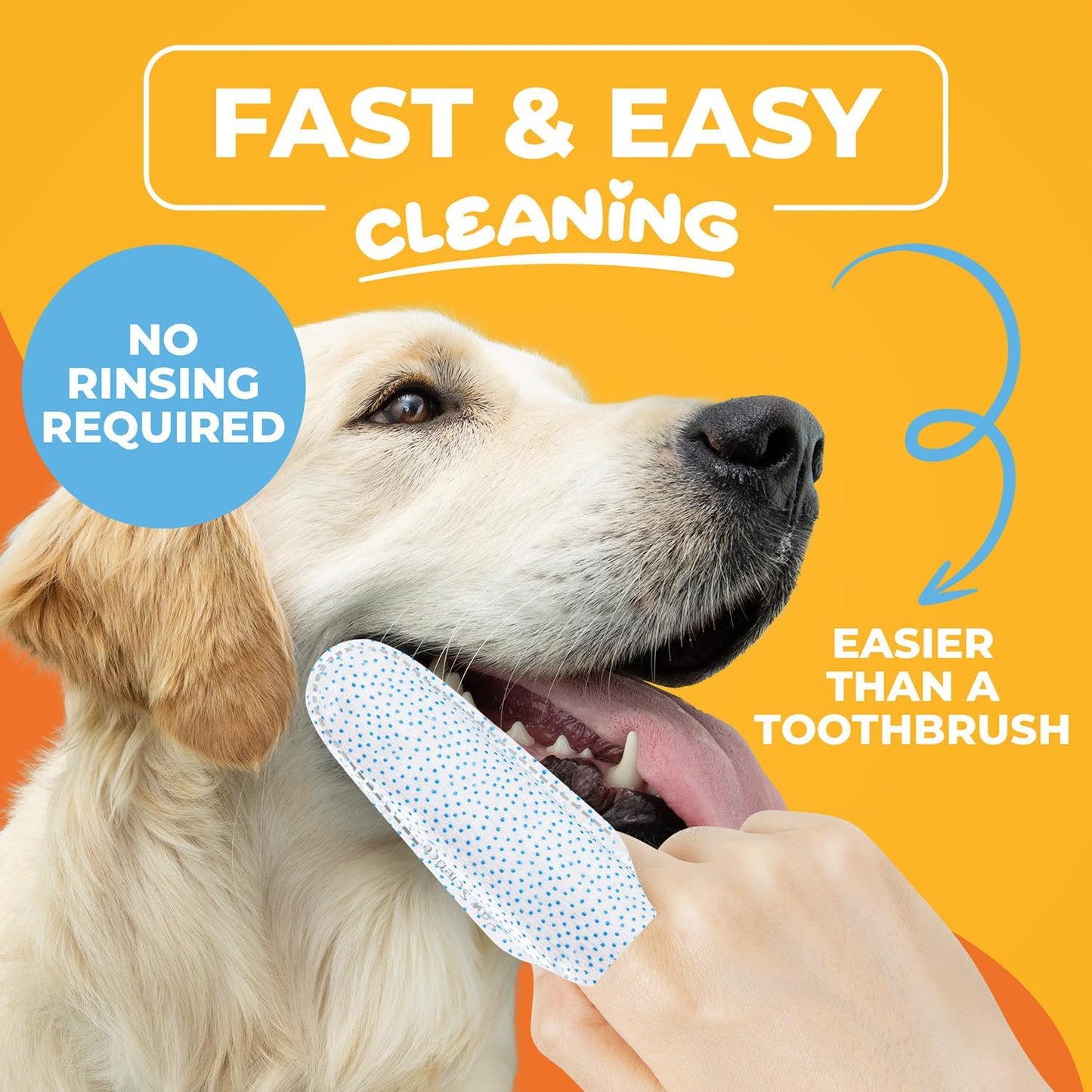 Dog Teeth Cleaning Wipes - Pet Dental Finger Wipes for Dogs - Toothbrush and Tooth Brushing Kit - Freshen Breath, Cleaner Mouth