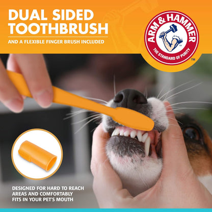 Arm & Hammer for Pets Fresh Breath Enzymatic Dog Dental Care Kit - Includes Dog Toothpaste, Dual Sided Toothbrush and Fingerbrush - Bad Breath Treatment, Chicken Flavor, 2.5 Ounce