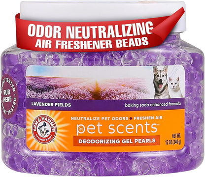 Arm & Hammer Air Freshener Gel - Pet Odor Eliminator with Baking Soda - Odor Absorbing Gel Beads for Cats & Dogs - Pet Deodorizer and Air Neutralizer for Home - Natural Freshness Lavender Fields 12 oz