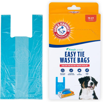 ARM & HAMMER 71041 Easy-Tie Waste Bags, Blue, 75 Count - Pack of 1