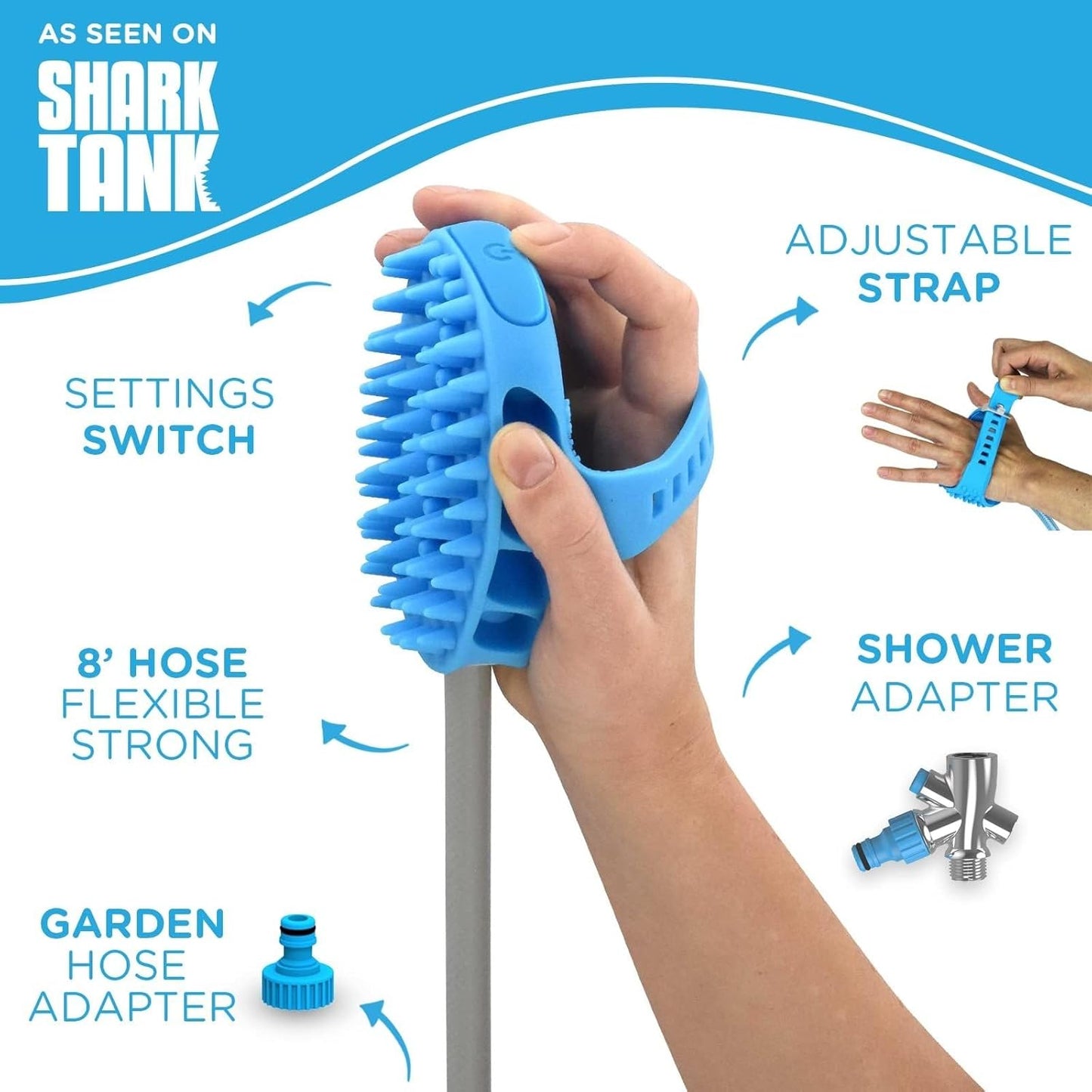 Aquapaw Dog Bath Brush Pro - Sprayer and Scrubber Tool in One - Indoor/Outdoor Dog Bathing Supplies - Pet Grooming for Dogs with Long and Short Hair - Dog Wash with Hose and Dog Shower Attachment