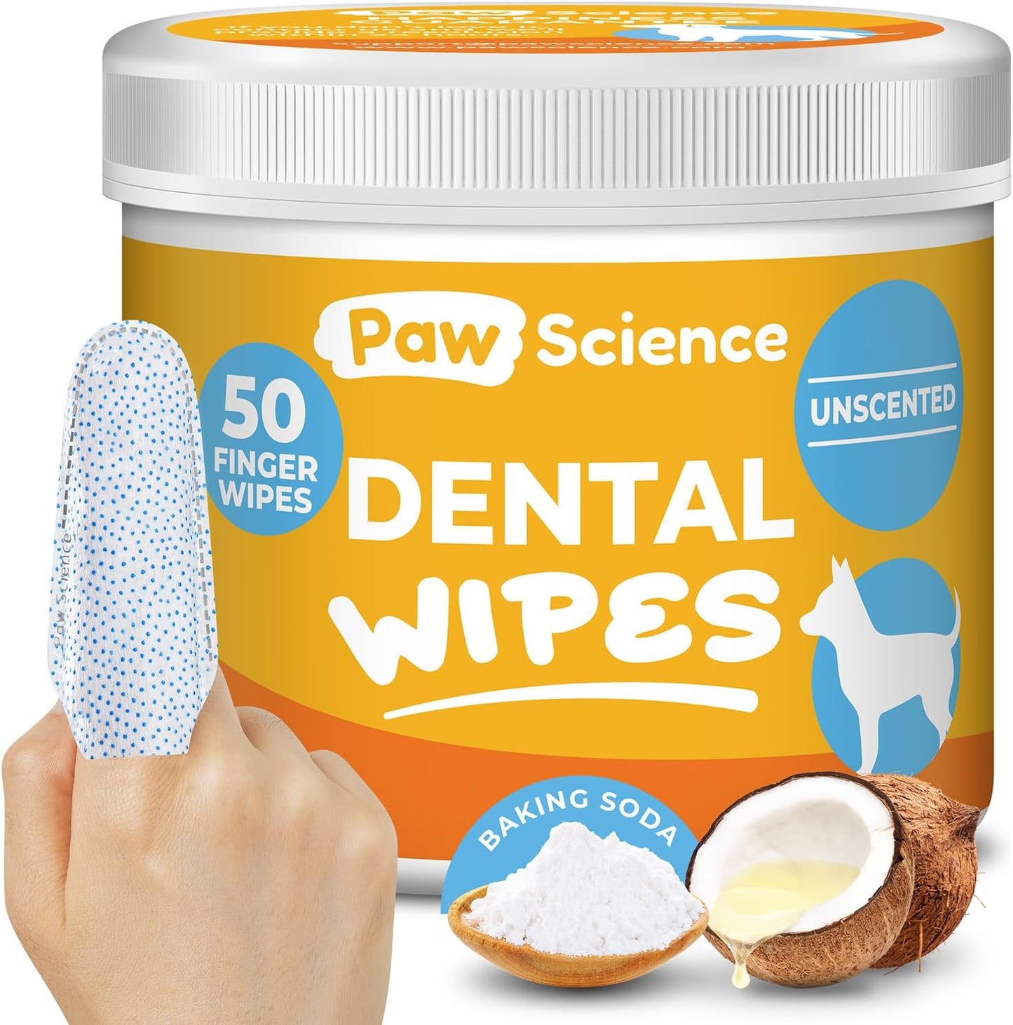 Dog Teeth Cleaning Wipes - Pet Dental Finger Wipes for Dogs - Toothbrush and Tooth Brushing Kit - Freshen Breath, Cleaner Mouth