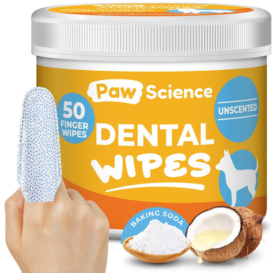 Dog Teeth Cleaning Wipes - Pet Dental Finger Wipes for Dogs - Toothbrush and Tooth Brushing Kit - Freshen Breath, Cleaner Mouth