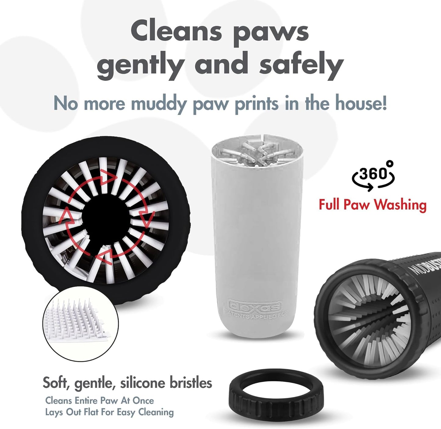 Dexas Medium Dog Paw Cleaner, Matte Black - Premium Quality Pet Supplies and Dog Accessories - Easy to Use and Clean MudBuster for Dogs - Patented Product - BPA Free