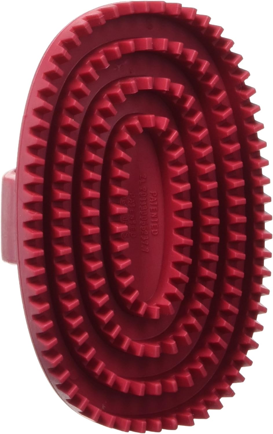 Essentials Rubber Curry Grooming Brush with Loop Handle Red