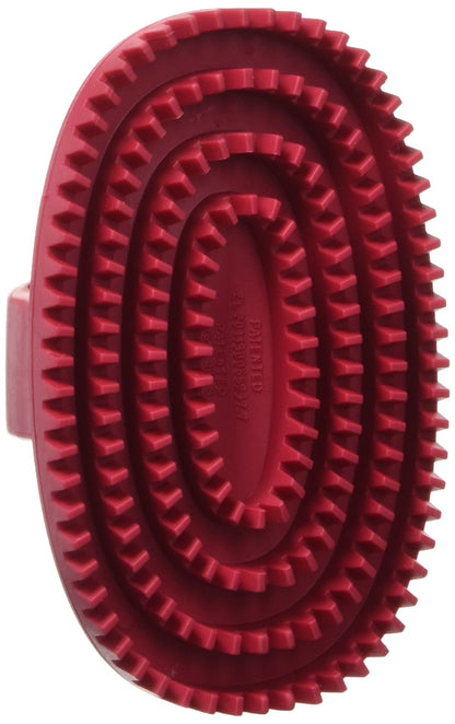 Essentials Rubber Curry Grooming Brush with Loop Handle Red