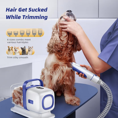 Dog Grooming Kit with Pet Grooming Vacuum, Dog Clipper, Pet Grooming Shedding Brush, Cleaning Tool in 1, Low Noise Dog Vacuum for Dogs Cats