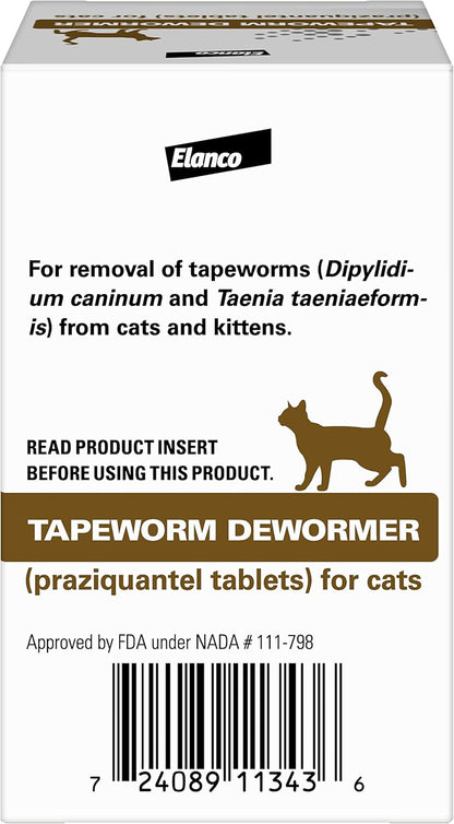 Elanco Tapeworm Dewormer (praziquantel tablets) for Cats and Kittens 6 Weeks and Older, 3-count