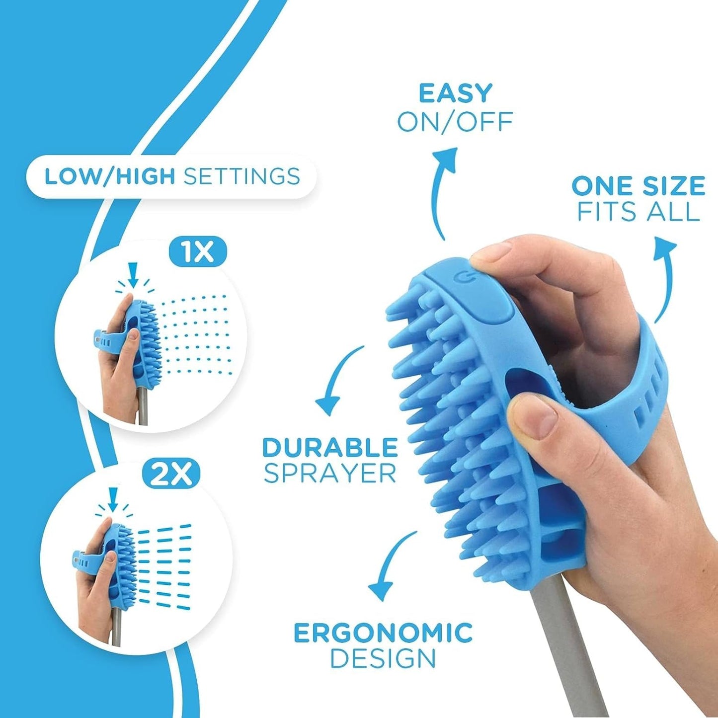 Aquapaw Dog Bath Brush Pro - Sprayer and Scrubber Tool in One - Indoor/Outdoor Dog Bathing Supplies - Pet Grooming for Dogs with Long and Short Hair - Dog Wash with Hose and Dog Shower Attachment