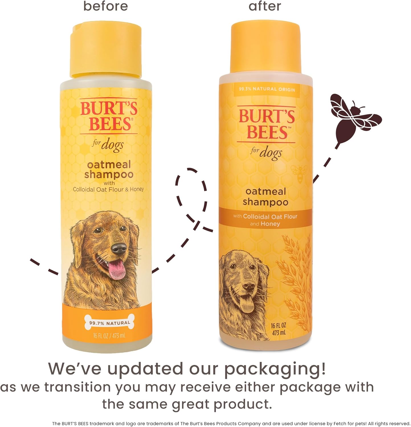 Burt's Bees for Pets Oatmeal Dog Shampoo - Soothing Shampoo for Dogs - Gentle Dog Shampoo for Sensitive Skin - Moisturizing Pet Care with Colloidal Oat Flour & Honey - Fragrance Free, 16 Oz