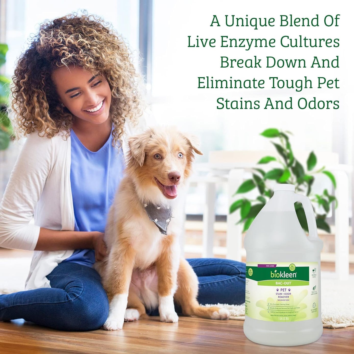 Biokleen Bac-Out Pet Stain Remover - 1 Gallon - Enzymatic, Natural, Destroys Stains & Odors Safely, for Pet Stains on Carpets - Eco-Friendly, Plant-Based