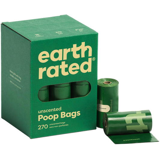 Earth Rated Dog Poop Bags, Guaranteed Leak Proof and Extra Thick Waste Bag Refill Rolls For Dogs, Unscented, 270 Count