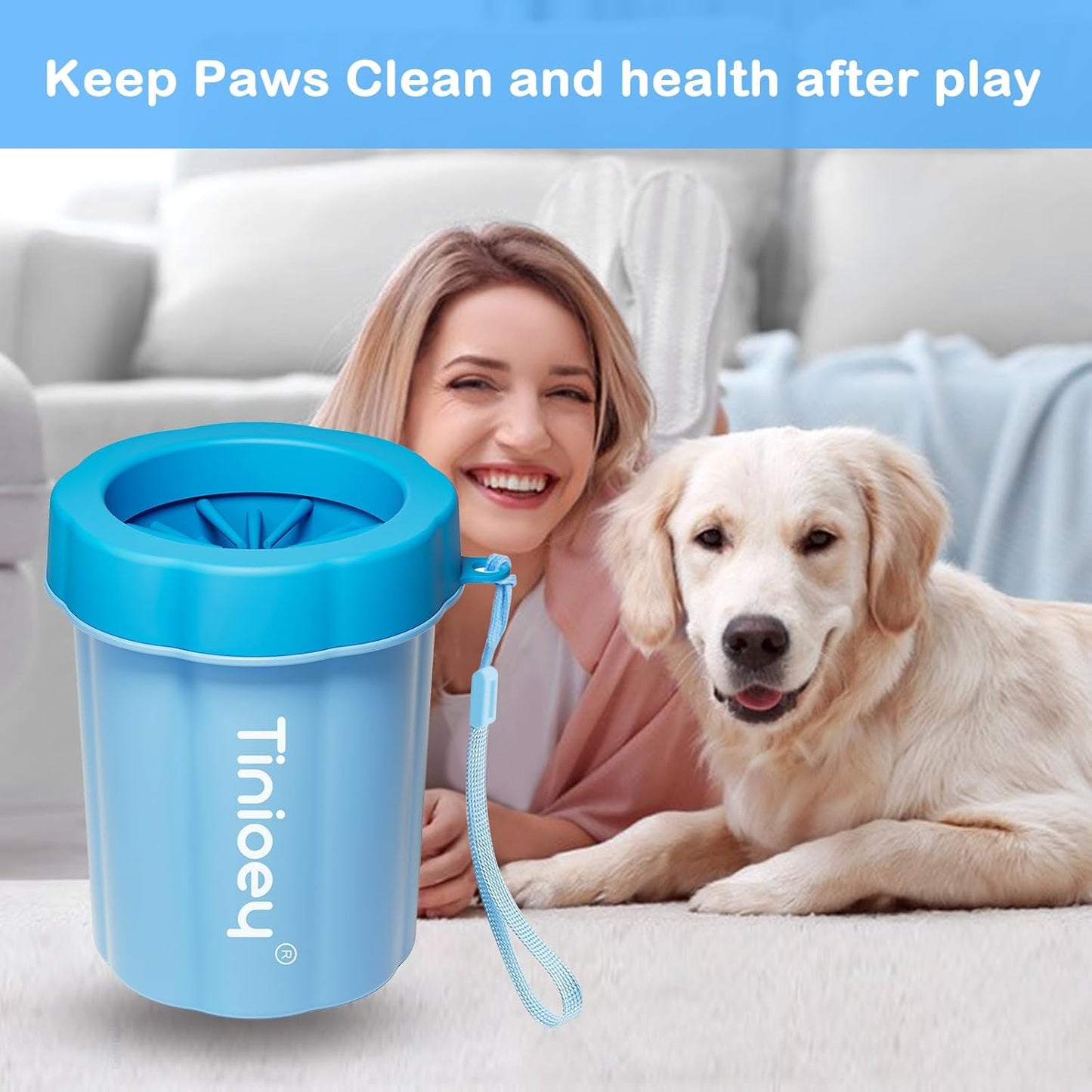 Dog Paw Cleaner for Medium Dogs (with 3 Absorbent Towels), Dog Paw Washer, Muddy Paw Cleaner, Pet Foot Cleaner (Medium, Blue)