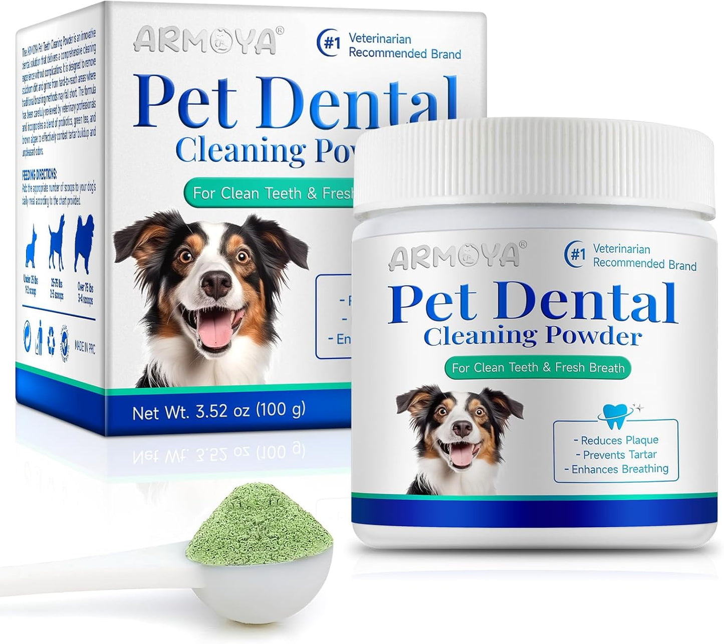 Dog Dental Powder - Teeth Cleaning Powder for Dogs - Dental Powder for Dogs - Dog Dental Care - Plaque & Bad Breath Off Powder Dog - Dental Care Supplies for Small - Medium - Large Dogs