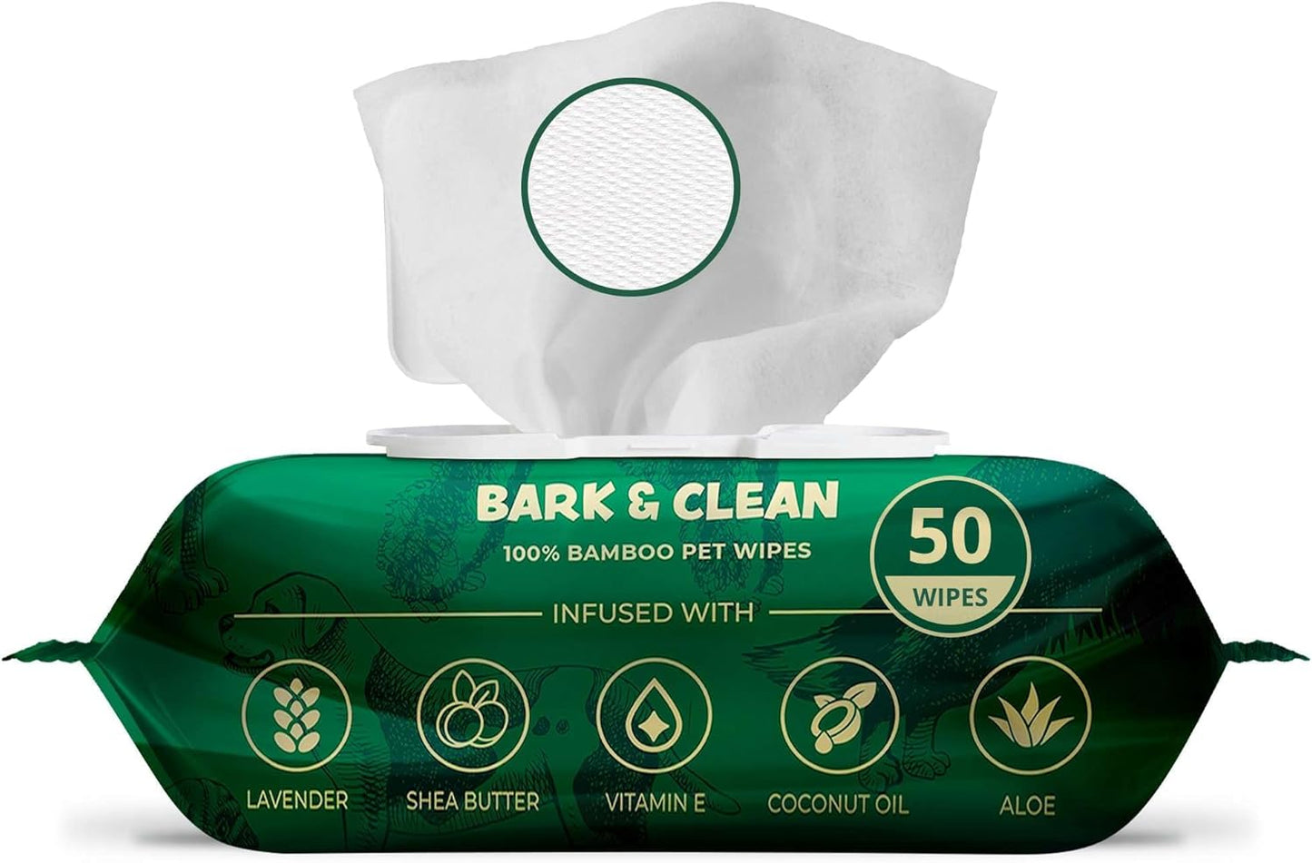 Dog Wipes for Cleaning and Deodorizing - 50 8.5" x 9" Bamboo Pet Wipes - Compostable, Hypoallergenic Puppy Wipes - Dog Wipes for Paws, Butt, and Body