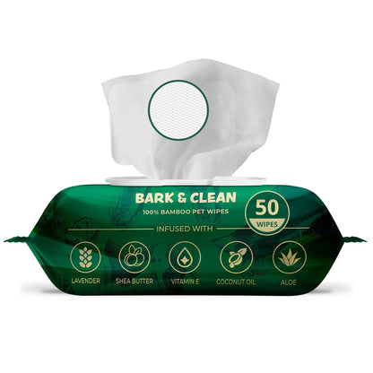 Dog Wipes for Cleaning and Deodorizing - 50 8.5" x 9" Bamboo Pet Wipes - Compostable, Hypoallergenic Puppy Wipes - Dog Wipes for Paws, Butt, and Body