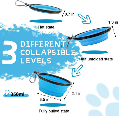 Collapsible Dog Bowls for Travel, 2-Pack Dog Portable Water Bowl for Dogs Cats Pet Foldable Feeding Watering Dish for Traveling Camping Walking with 2 Carabiners, BPA Free