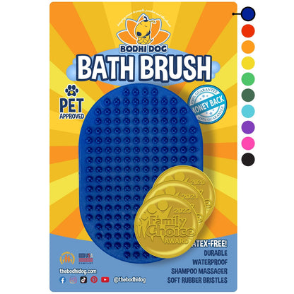 Bodhi Dog Shampoo Brush | Pet Shower & Bath Supplies for Cats & Dogs | Dog Bath Brush for Dog Grooming | Long & Short Hair Dog Scrubber for Bath | Professional Quality Dog Wash Brush (One Pack, Blue)