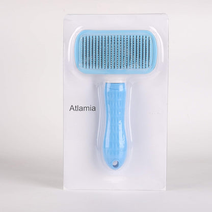 Atlamia Self Cleaning Slicker Brush,Dog Brush & Cat Brush with Massage Particles,Removes Loose hair & Tangles,Skin Friendly & Promote Circulation-Blue 1