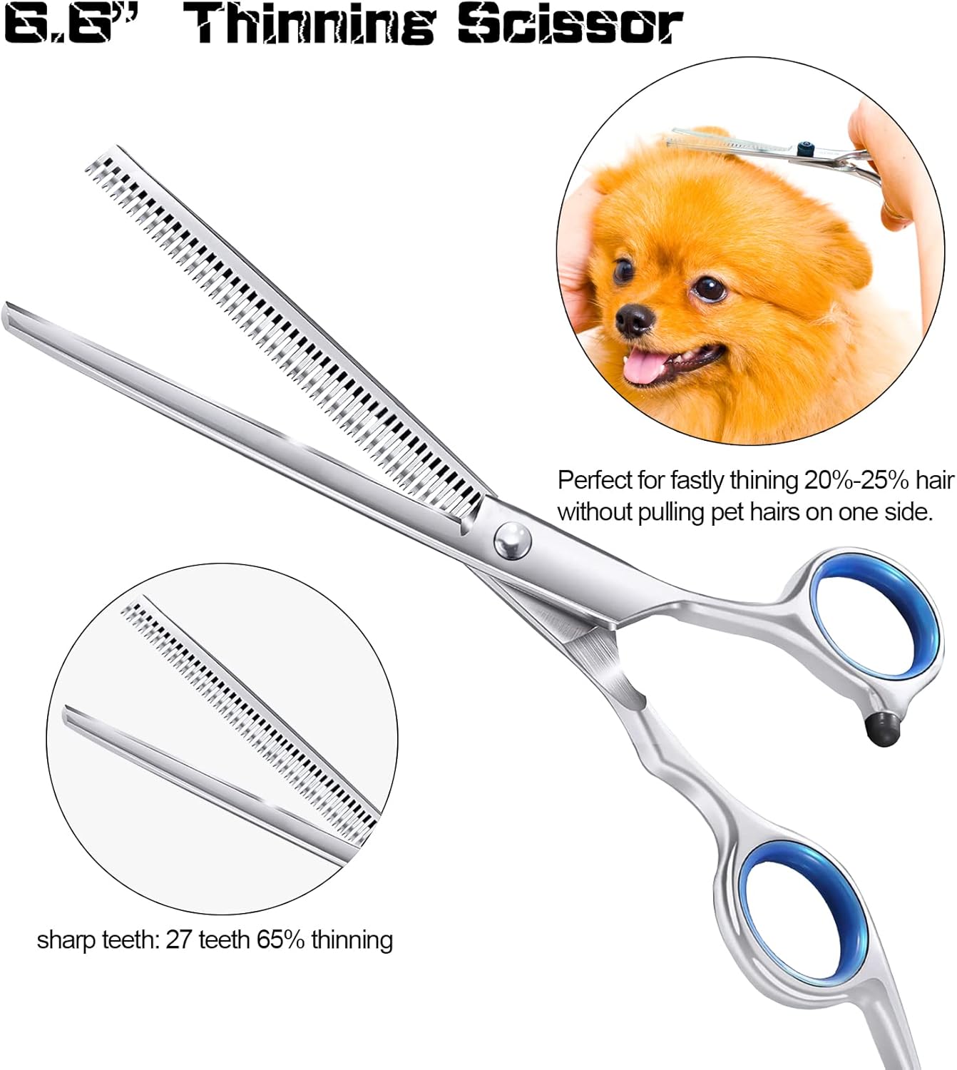 Dog Grooming Scissors for Dogs with Safety Round Tips, 5 in 1 Dog Scissors for Grooming, Curved Dog Grooming Scissors,Professional Pet Grooming Shears Set for Dogs and Cats