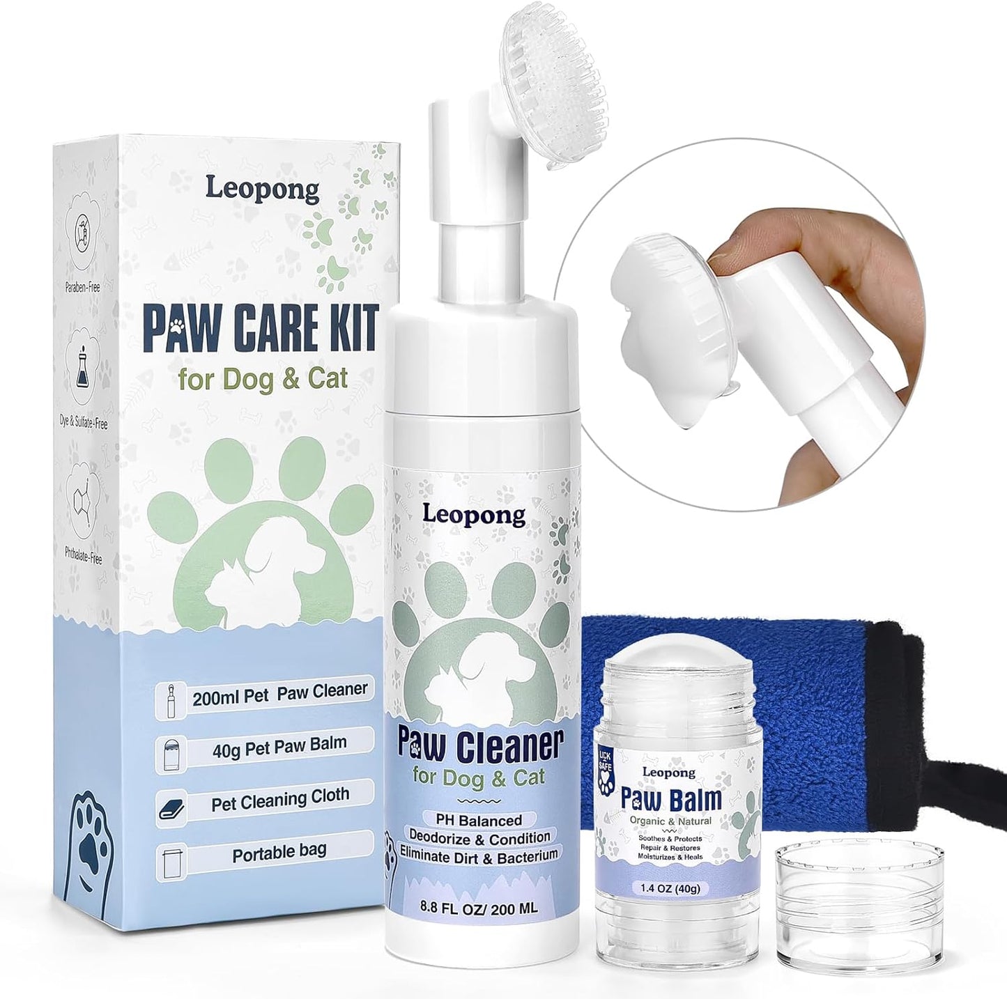 Dog Paw Care Kit- Dog Paw Cleaner for Dogs Large Medium Small XL Breed-Dog Paw Balm for Heals - Repairs & Restores Dry - Cracked Paws & Nose Dog Paw Protector for Pet Foot Washer Care